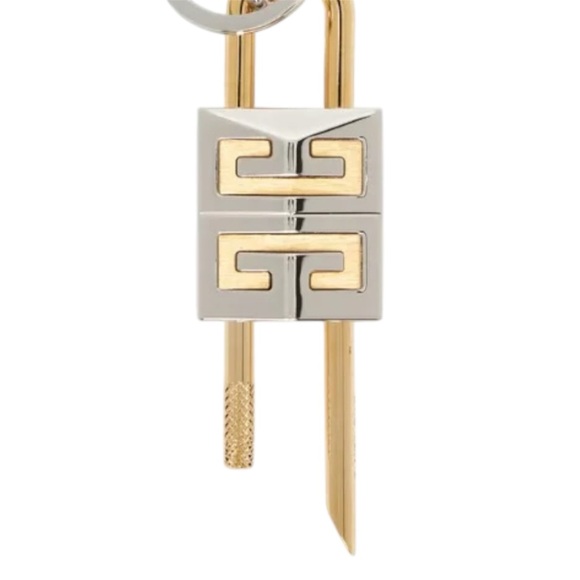 Givenchy gold silver tone shark lock keychain - Picture 2 of 4
